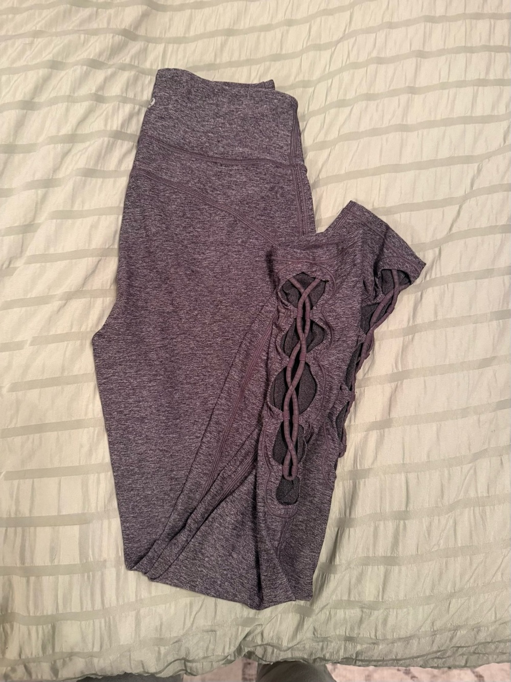 lululemon athletica Grey High-Waist Leggings with Side Lattice Detail